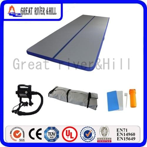 Great river hill fitness mat inflatable air track suit for kids grey&blue 4m x 1m x 10cm