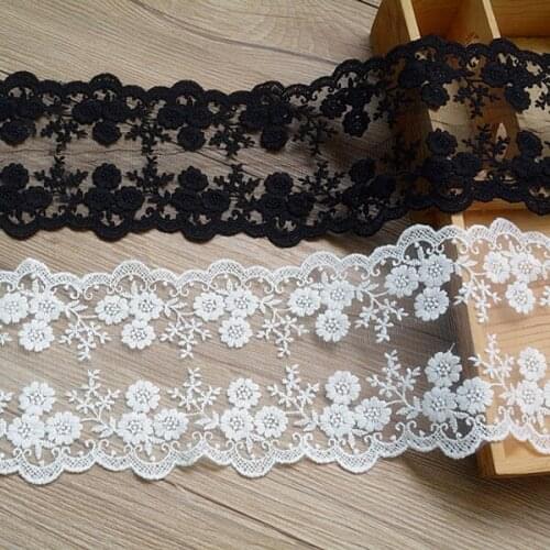 Cotton Lace Ribbon Embroidered Net White Black Beige Lace Trim for Wedding Party Decoration Sewing Clothing Bride Accessories