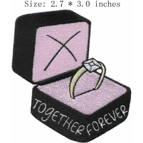 Finger ring 2.7"wide embroidery patch for wedding/together forever/love