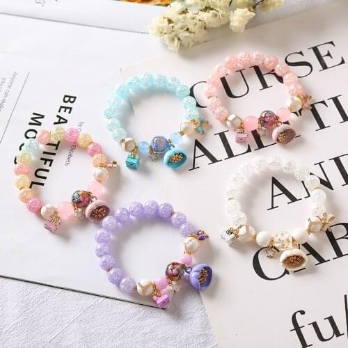 Korean version of the bowknot girly heart sweet pink flower crystal bracelet five-pointed star single circle bracelet for women