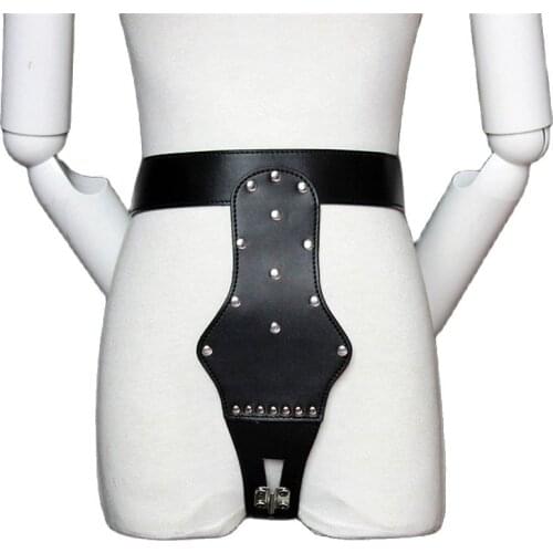 Leather Women Chastity belt device PU Panties Body Restraints Harness bdsm Bondage Locked Panty Adult Toys SM sex toy for women
