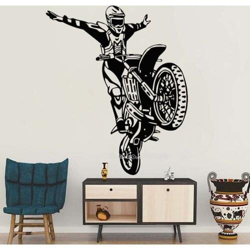 Cool Motocross Youth Extreme Sports Show Wall Decal Vinyl Sticker Teen Dorm Bedroom Garage Home Wall Decor Kids Nice Gifts LL428