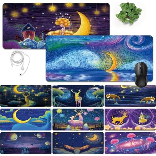 Easy-to-clean And Large Mouse Mat Anti-slip Waterproof PU Leather Computer Mousepad Paint Pattern Game Mouse-pad