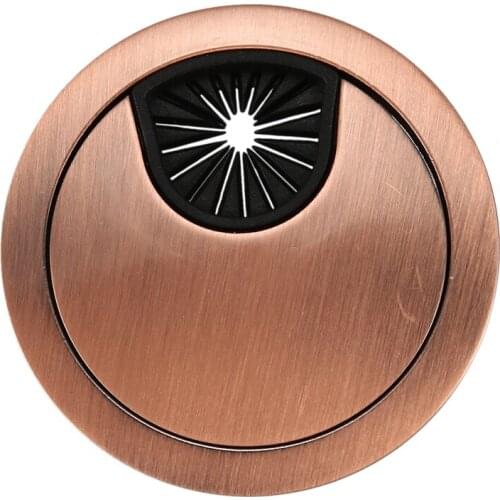 Computer Desk Metal Grommets Wire Cable Hole Round Cover Red-bronze