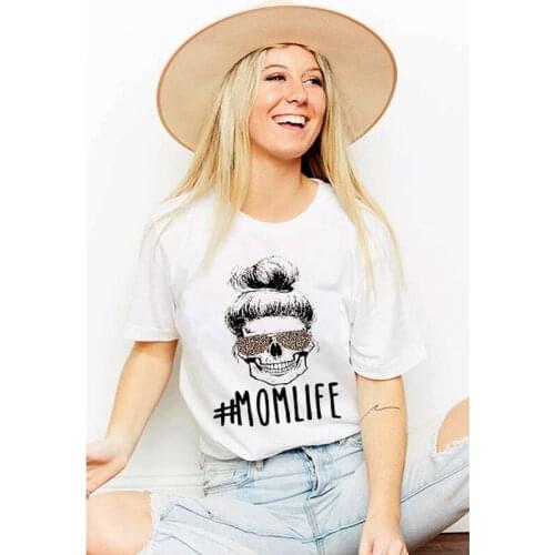 Fashion Skull Momlife Colored Print T-shirt Funny Graphic Mom Life Tshirt Casual Women Hipster Grunge Tee Shirt Top Drop Ship
