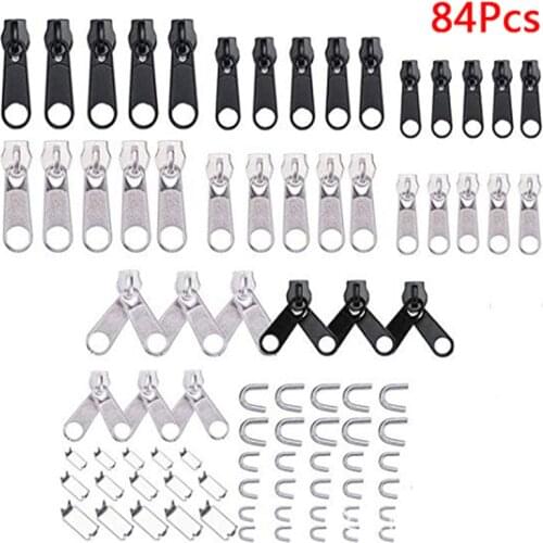 Zipper Repair Kit for Jackets Slider Zipper Install Plier Metal Zipper Pull Replacement Head Sewing Garment Accessories 84Pcs