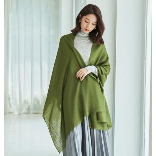 2020 New Scarf Womens Spring and Autumn Thin Pure Color Wool Shawl Versatile Dual-purpose Gray Green Bib Young
