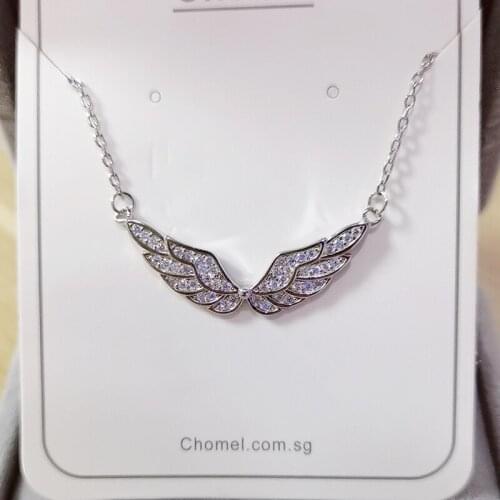 Necklace Womens Valentines Day Pendant Ornaments European and American Style Mothers Day Angel Wings Zircon Clavicle Chain