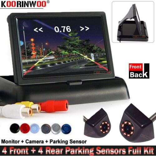 Koorinwoo Parktronic With Camera 8 Full with AHD Rear view + Front Camera Park Sensors Park distance control set Display Monitor