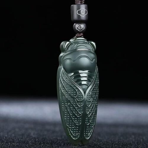 Enjoyable Carven Bless Career Amulet Cicada Pendant Hanging Rosary Gemstone Adornment Lucky Meaning