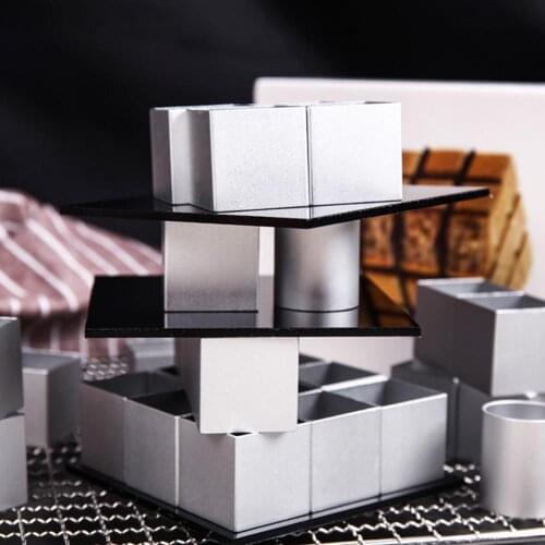 Easy Clean 1 Set Durable Biscuit Baking Mousse Ring Stainless Steel Cube Cake Mold High Hardness for Home
