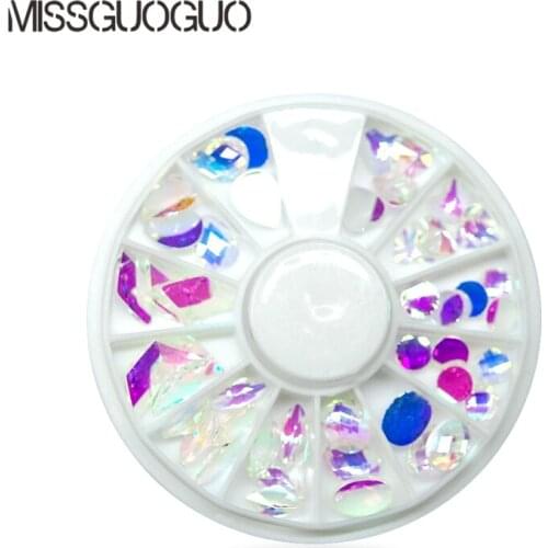 Clear Nail Art Rhinestones different Shapes round Teardrop Rectangle Glass Colorful Stones For 3D Nails Decoration