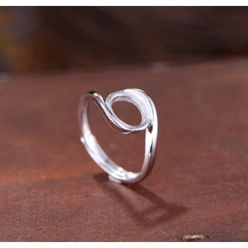 Ring Blank (8x10mm Oval Blank) Adjustable Sterling Silver Ring Base Long-Lasting White Gold Plated 925 Silver Ring Setting R794B