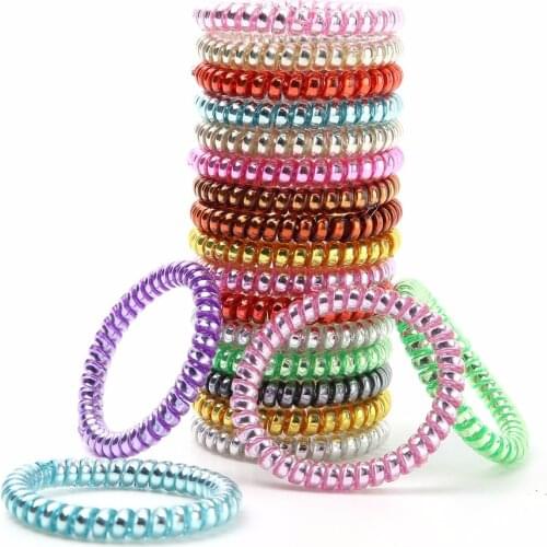 10Pcs/Pack Women Rubber Hair Rope Elastic Hairbands Spiral Shape Hair Ties Headwear Accessories Telephone Wire Line Headband