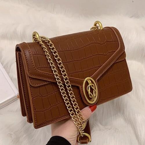 Crocodile pattern Square Crossbody bag 2021 New High-quality PU Leather Womens Designer Handbag Chain Shoulder Messenger Bag