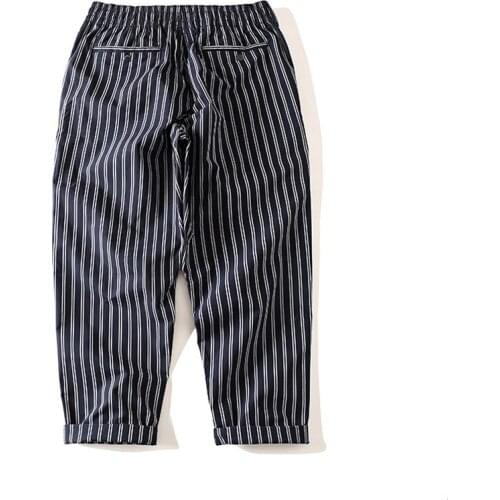 New Literature Art Plaid Dad Pants Outdoor Trekking Cargo Climbing Camping Elastic Waist Loose 9-point Leisure Trousers Mens