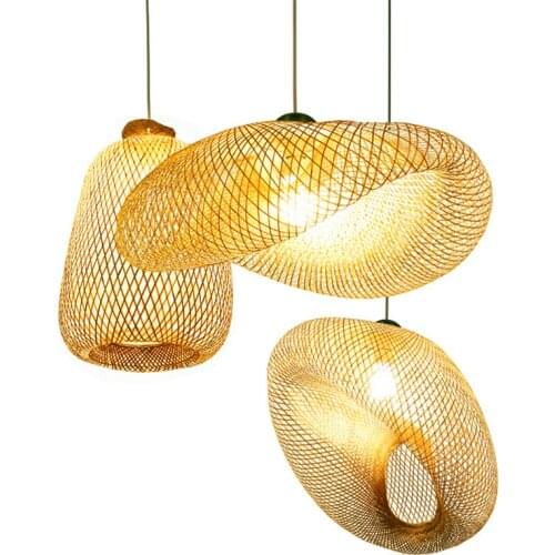 Modern Lamp Pendant Lights Wood Bamboo Art LED Lighting Rattan Pendant Lamps Dining Room Home Indoor Luminaire Kitchen Fixtures