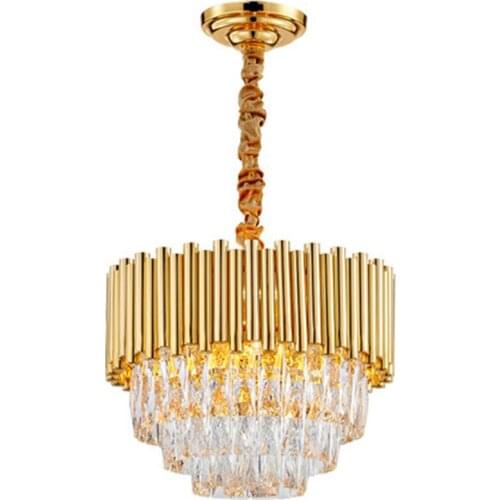 Modern Luxury Round Design Crystal Gold Chandelier Lighting For Foye Lights Home LED Chandeliers Dinning Room Light Fixtres 2019