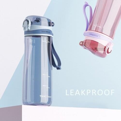 600ml Large Capacity Sports Water Bottle BPA Free Platic Big Water Bottle Portable Cup with Straw Drinking Bottle Outdoor Travel