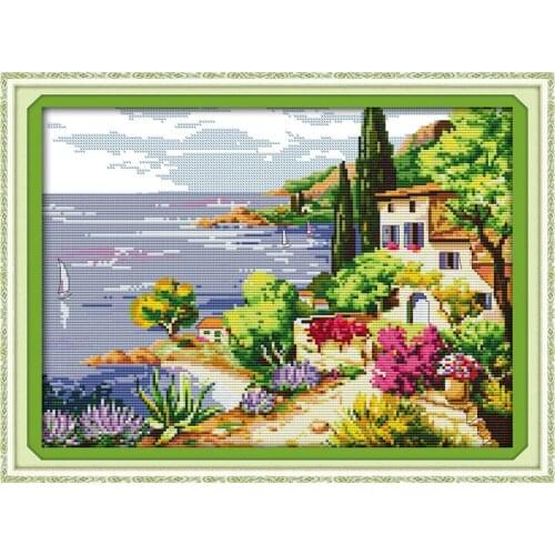 Everlasting Love Christmas Seaside Landscapes Ecological Cotton Chinese Cross Stitch Kits Stamped 11CT New Year Promotion Price