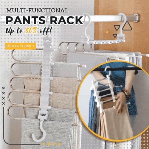 Multi-functional Pants Rack Newest Fashion 5 in 1 Pant rack shelves Stainless Steel Clothes Hangers Multi-functional Wardrobe Ho