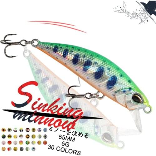 1PCS 55MM 5G Mini Minnow Sinking 3D Eyes Fishing Lure Artificial Bait Wobbler Hard Bait Crankbait Pencil Winter Fishing Tackle