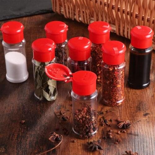 12PCS Plastic Spice Salt Pepper Shakers Seasoning Jar Can Barbecue Condiment Jar Bottles Cruet Container Red Black Green A35