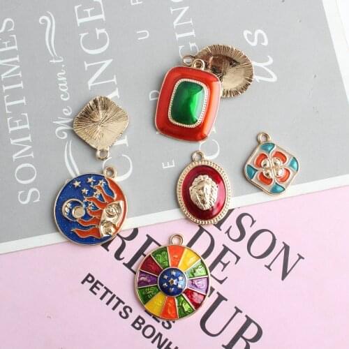 10pcs/lot DIY Abstract starry sky Moon Enamel Unicorn Pendant Jewelry Findings Gold Color Charms Handmade Necklace Accessory