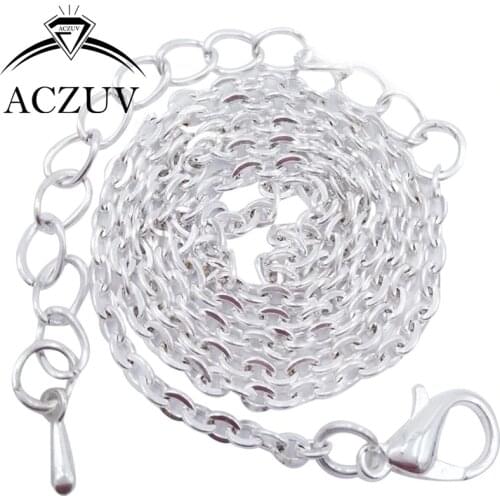 100pcs 20 to 80cm Silver Plated 2mm Flat Cable Metal Chain Necklaces Bracelets with Lobster Clasp Extender FCC005