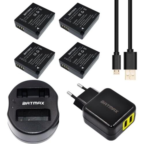 4pcs DMW-BLG10 DMW BLG10 DMWBLG10 Rechargeable Battery+USB Dual Charger for Panasonic BLG10E BLG10GK BLG10 DMC-GF6 DMC-GX7 GF6