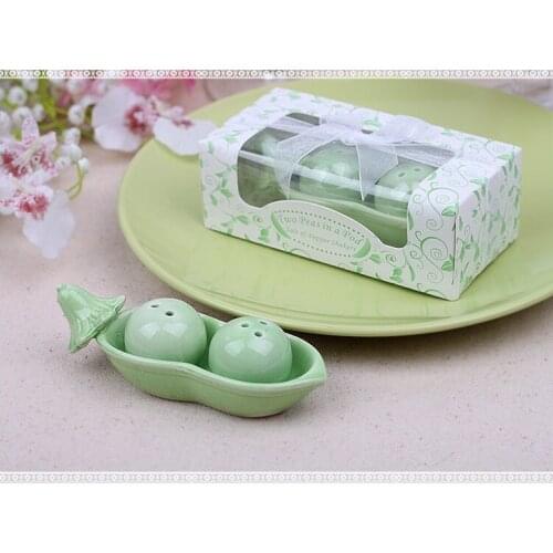 50sets Two Peas in a Pod Salt & Pepper Shaker Wedding Favors And Gifts For Guests Souvenirs Decoration wen5741