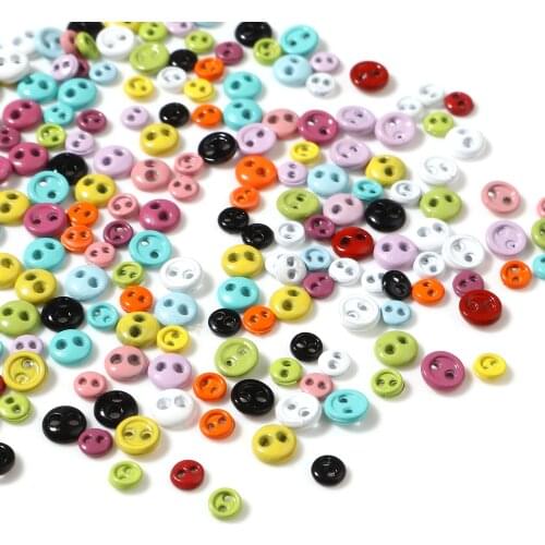 50pcs 3mm 4mm Handmade Doll For DIY Doll Clothes Mini Buttons Round Candy Color Two Holes Buttons Clothing Sewing Accessories