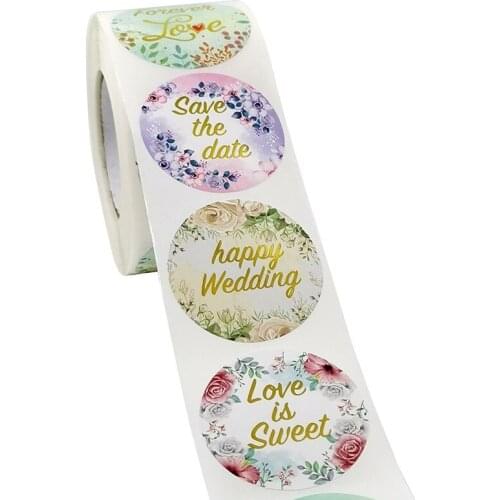 500Pcs New Sealing Sticker Happy Wedding Gift Stickers Party Decoration Sticker 3.8cm Round Paper Adhesive Label Business Supply