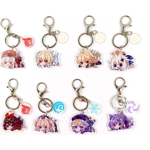 8pcs/lot Anime Genshin Impact Acrylic Keychain Bag Pendant toy gift
