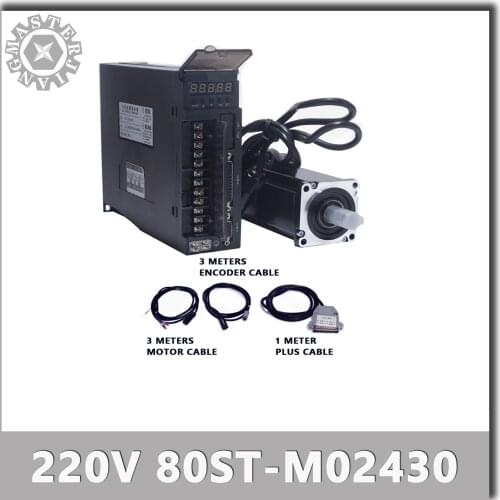 80ST-M02430 220V AC Servo motor 750W 2.4 N.M. 0.75KW 3000RPM Single-Phase A1-SVD Driver