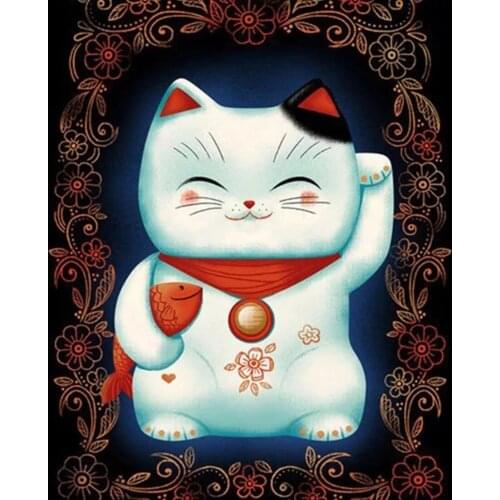 Diamond painting 5D cartoon lucky cat DIY number diamond painting cross stitch rhinestone mosaic home decoration good luck ZH