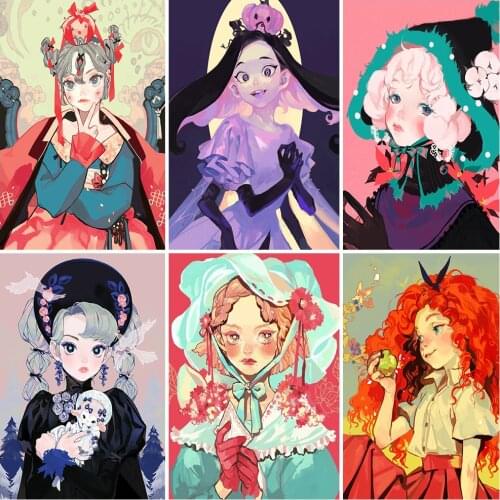 Diamond Painting 5D DIY Japanese And Korean Illustration Flower Girl Cross Stitch Kit Inlaid Rhinestone Decorative Painting