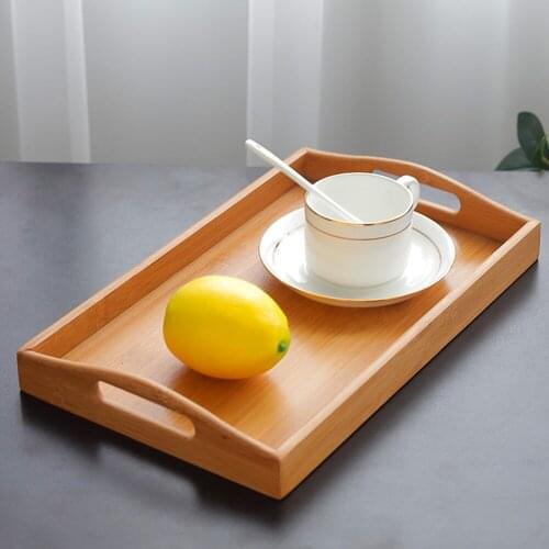 Japan Style Bamboo Food Tray Bread Dessert Plates Coffee Tea Breakfast Tray Exquisite Large Capacity