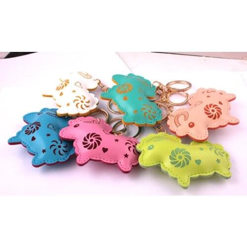 FREE SHIPPING BY DHL 200pcs/lot 2015 New PU Leather Keychains Sheep Shaped Keyrings Creative Gifts