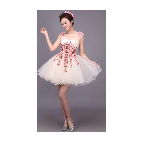 Freesip champagne flower tutu lovely short lolita dress stage performance/cartoon/carnival dress cosplay