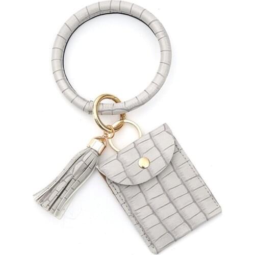 PU Leather Bracelet Keychain for Women Key Wallets Wristlet Keychain tassel Bangle Keychain Wrist Accessories Dropshipping d4