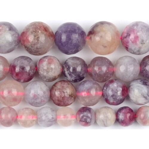 Natural Madagascar Plum Tourmaline Stone Beads Round Loose Spacer For Jewelry Making 4/6/8/10mm DIY Bracelet Handmade