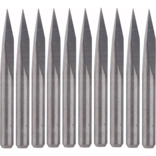 10Pcs 20 Degree 0.2mm Carbide Steel CNC Router Tool Pyramid Engraving Bits Jade Copper
