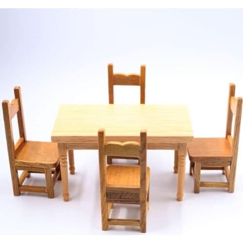 G07-X058 children baby gift Toy 1:12 Dollhouse mini Furniture Miniature rement Doll accessories primary color table chair 5pcs