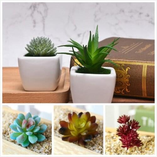 Artificial multi-color Flocking Artificial Succulents Plants Home Garden Decoration Flower Arrangement Bathroom Accessories