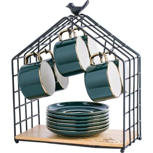 European style exquisite luxury light coffee cup dish set fashion high-grade home decoration accessories smooth ceramic material