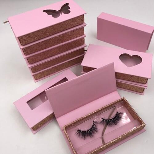 Pink heart Lash Boxes Wholesale Eyelash Packaging Newest Empty Lash Case with Clear Tray 25mm Mink Lash Boxes Packaging