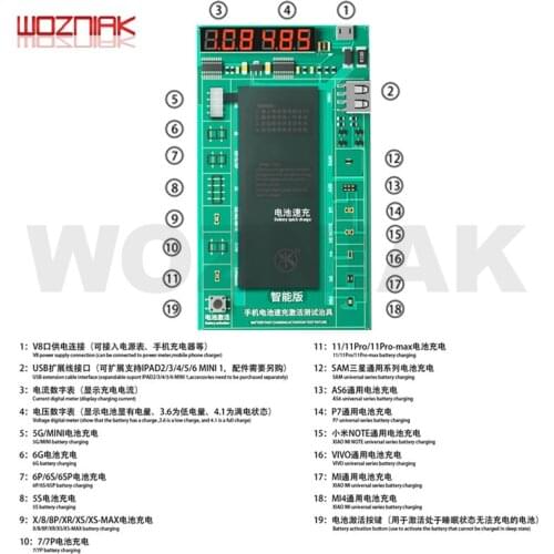 MIJING DC2015 for iphone 5-x 11promax mobile phone Battery Quick charge Activate test fixture Charging board compatible repair