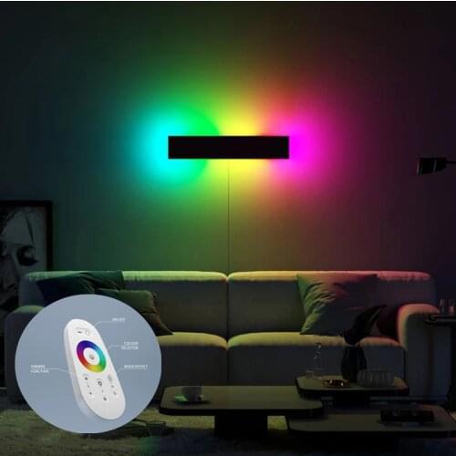 Minimalism RGB LED Wall Lamps for Living Room Decoration Colorful Bedroom Home Bedside Wall Lights Aluminum Ultra Thin Wall Lamp