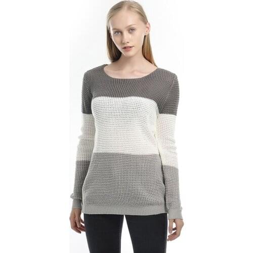 Fashion Women Striped Sweater Autumn Winter O Neck Long Sleeve Sweater Loose Knit Pullover Patchwork Pull Femme Knit Mujer New